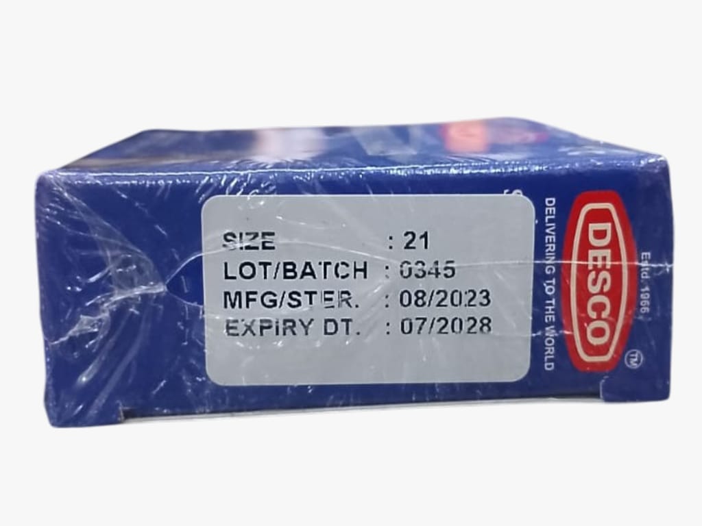 Size 21 Disposable Surgical Blade Tool Scalpel Blades, High Carbon Steel Blades. Individually Wrapped Surgical Blades view 2