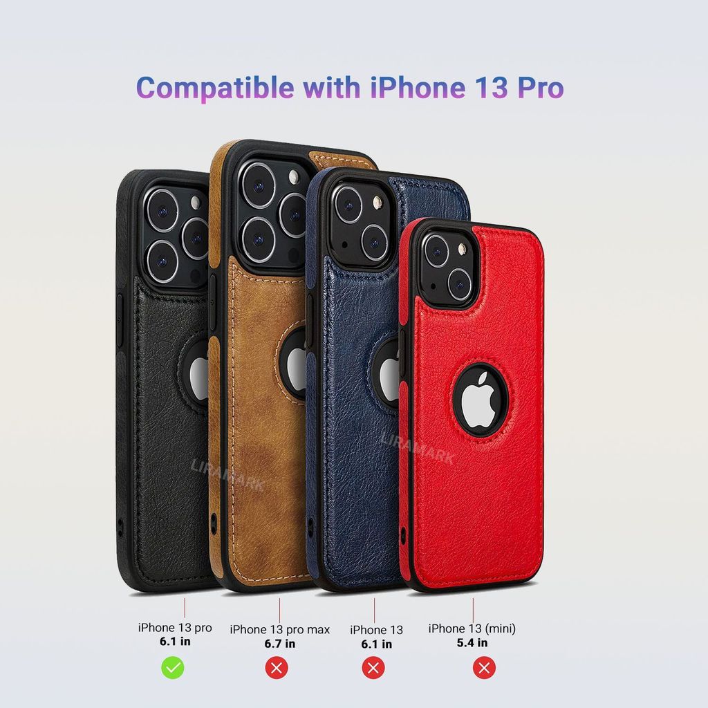 LIRAMARK PU Leather Flexible Back Cover Case Designed for Apple iPhone 13 Pro (6.1 Inch) view 2