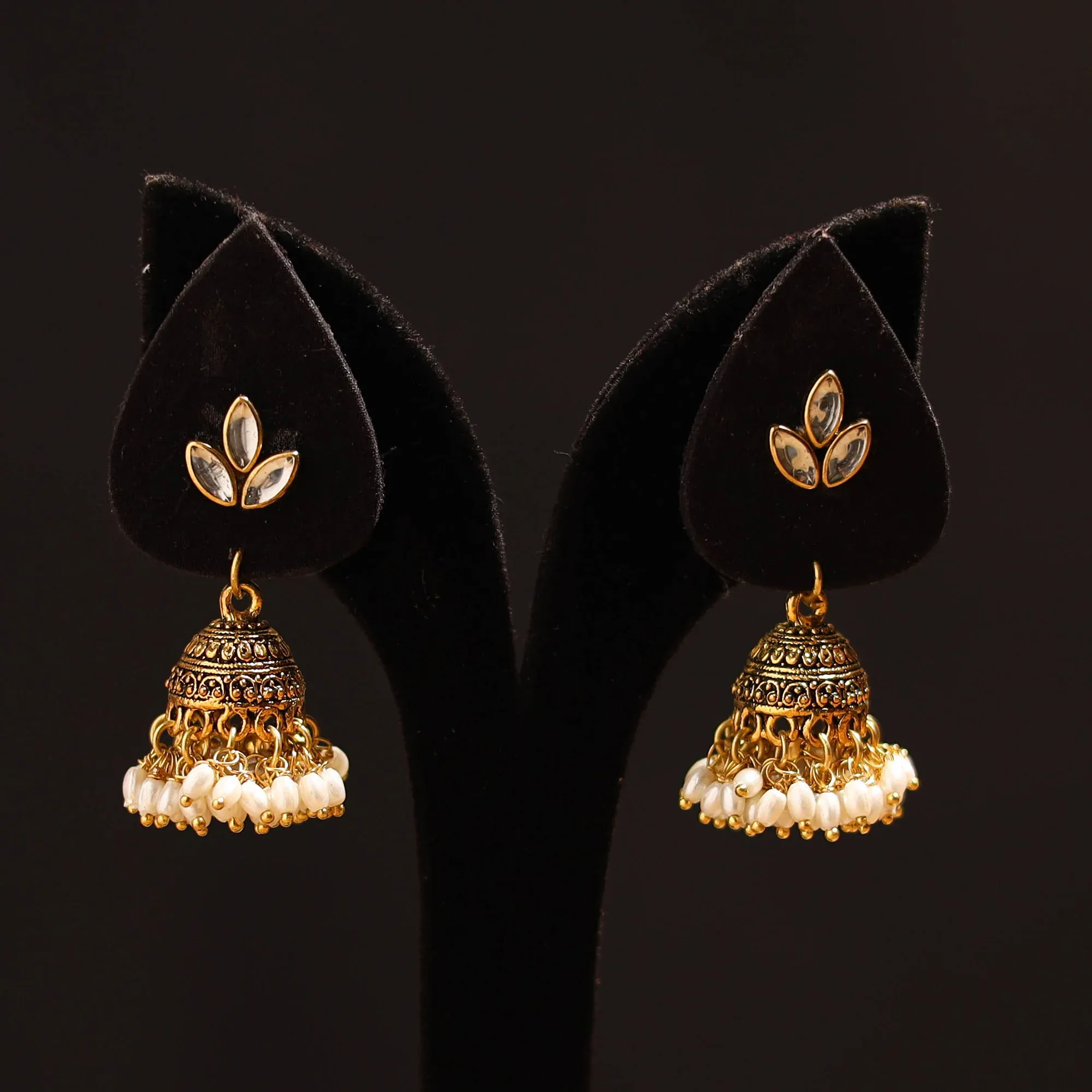 Yellow - Zeeya Stone Work Fabart GS Jhumka Earrings