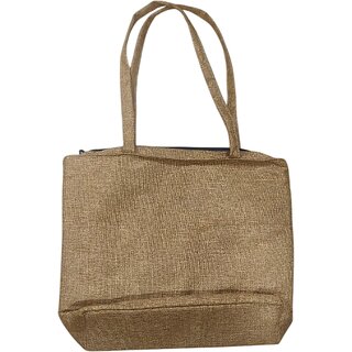 handcrafted teddy printed light brown ladies jute handbag Multipurpose Bag (Brown, 4 L) view 2
