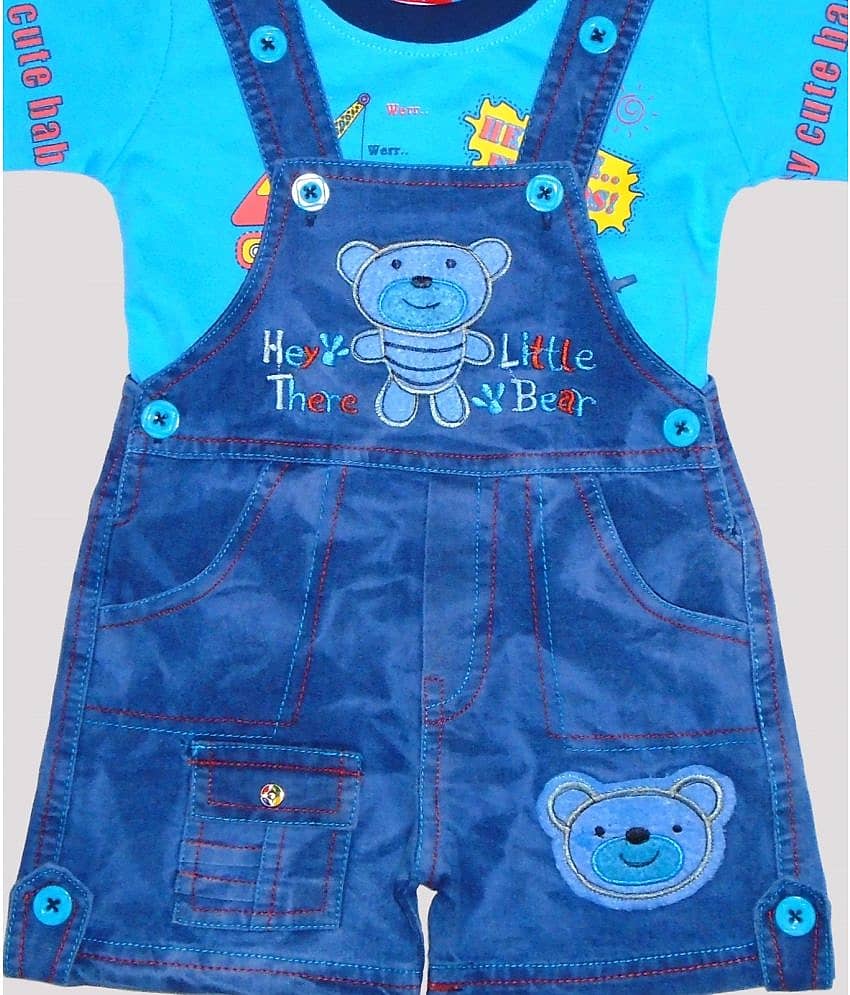 Wise Guys Pack of 1 Baby Boys Denim Dungaree Sets ( Light Blue ) view 2