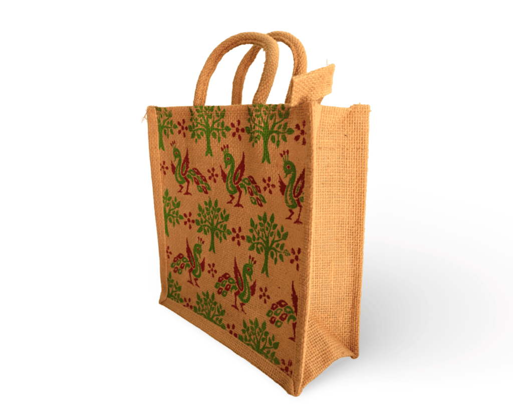 Peacock Jute Bag view 2
