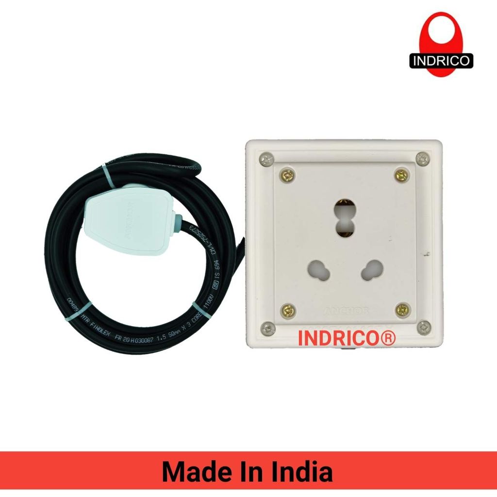 INDRICO? Extension Board with Long Wire for Heavy Appliances with1 Socket 15/16 Ampere Wire 2.5 mm 3 core Copper (White) view 2