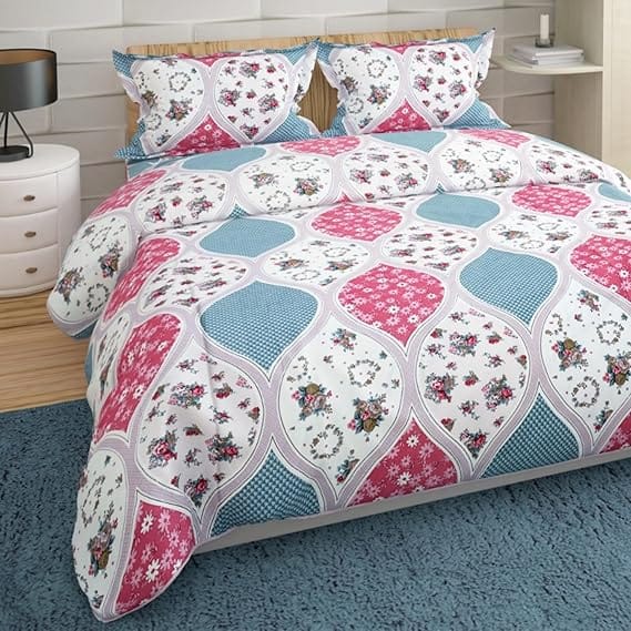 Quilted Floral Print 3 Piece Bed Sheet Set