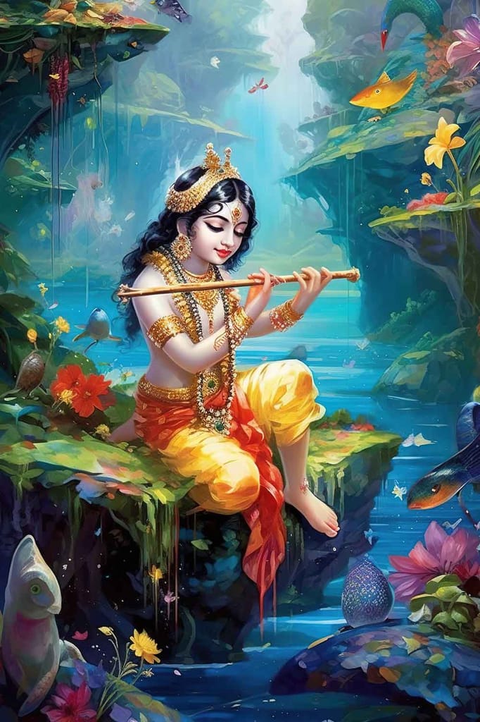 MELODY OF VRINDAVAN 16in X 24in WITH BLACK FRAME view 2