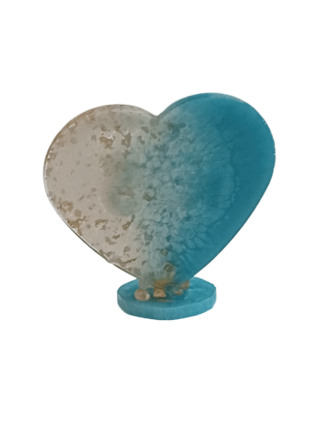 Personalized Resin Heart Ornament with Gold Flakes - KS Initials view 2