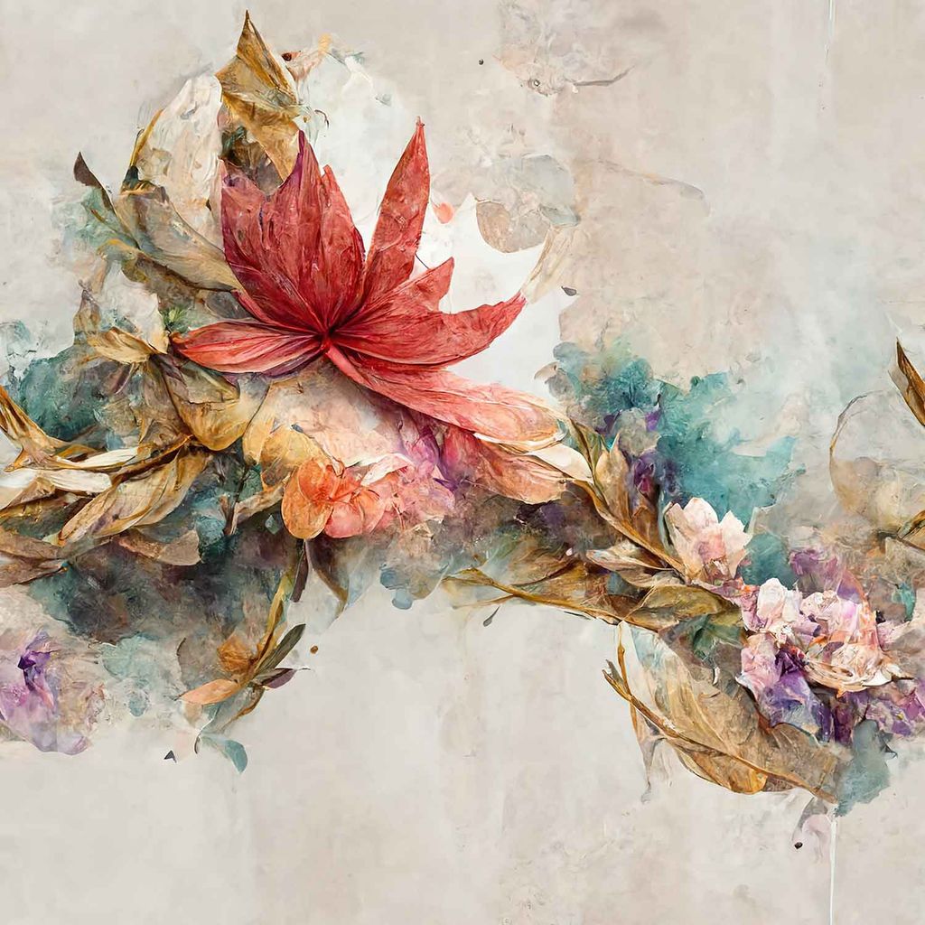 SEAMLESS FLOWER PAINTINGS 24in X 24in WITH BLACK FRAME view 2