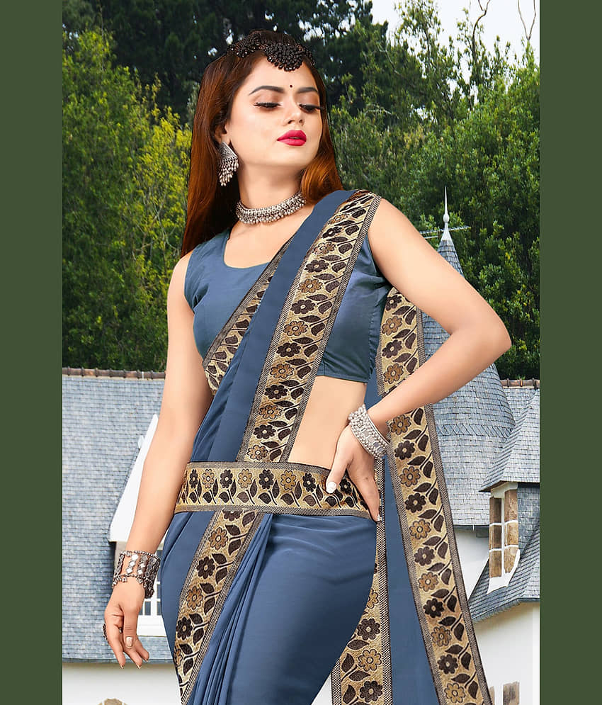 WXW Fashion Lycra Embroidered Regular Saree With Unstitched Blouse Piece ( Maroon )