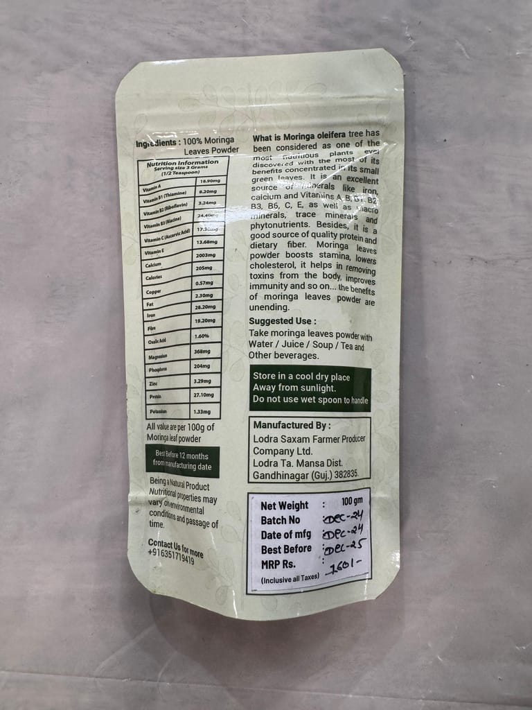 Organic Moringa Leaf Powder - 100% Natural & Pure - Supports Immune System & Overall Health - Rich in Antioxidants & Nutrients - Boosts Energy & Metabolism - Supports Healthy Skin & Hair view 2