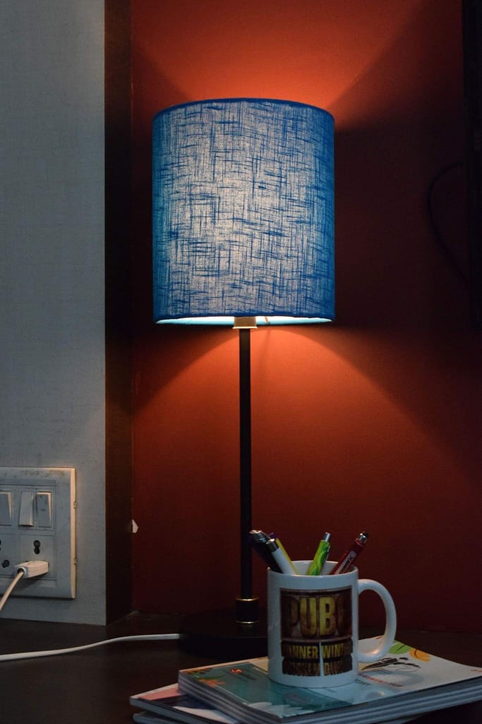 Light Angle Fabric Shade Metal Base Table lamp for Bedroom (Sky) view 2