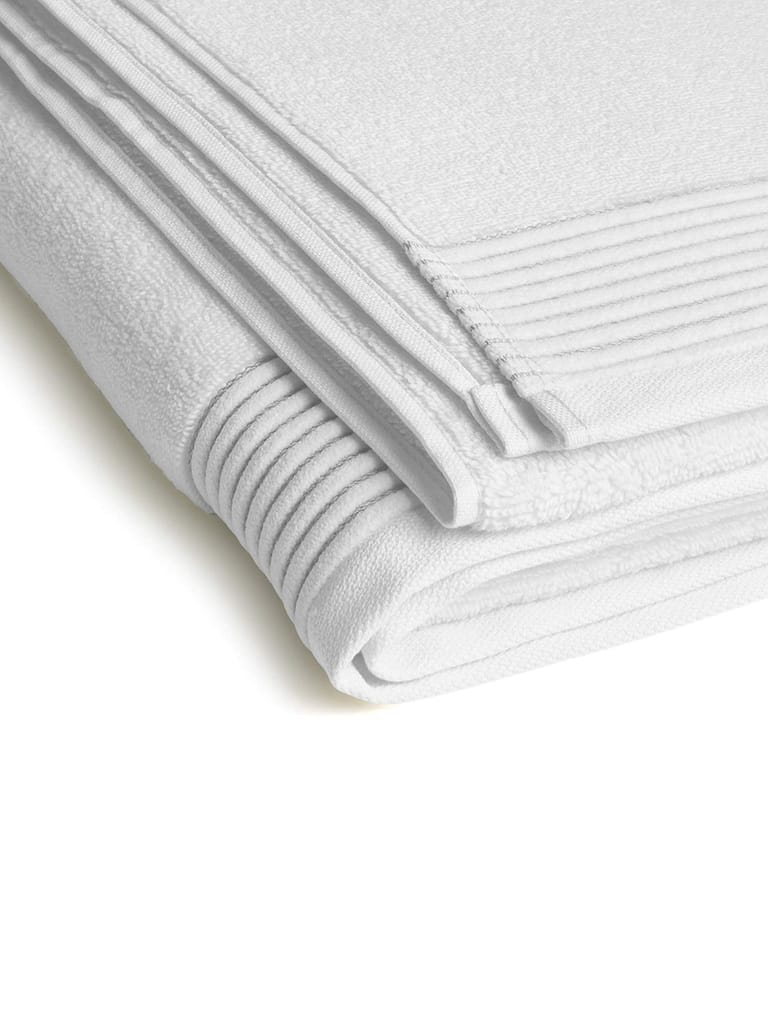DDECOR - Platina Collection 100% Cotton Bomboo Plains And Textures Pattern 520TC Bath Towel |75 CM X 150 CM| - White view 2