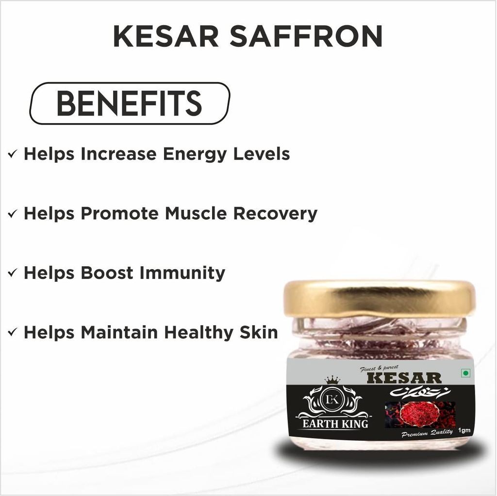 EARTH KING Saffron Thread Kesar/Keshar/Zafran/Jafran for Men Women (A++ Grade) � 1GM view 2