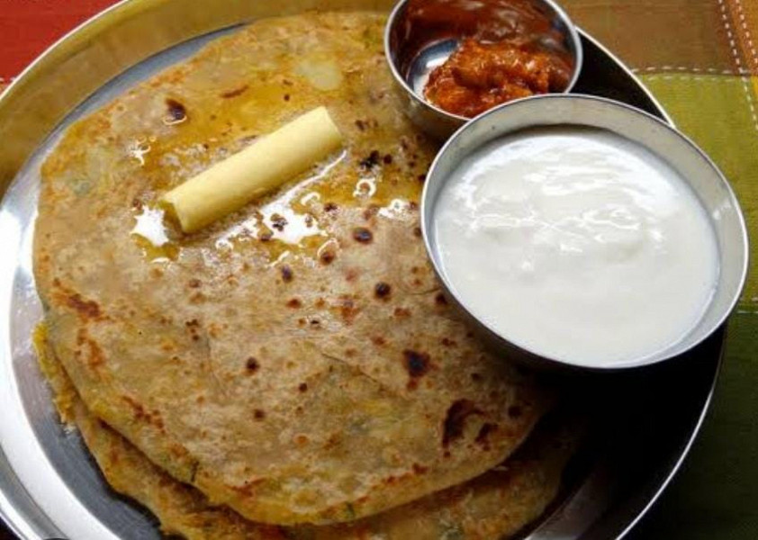 Mix paratha(2pcs) with curd & pickle