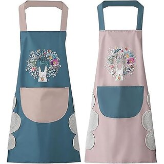 (PACK OF 1 )KLIMET ASSORTED | Waterproof Kitchen Apron for Women with Big Front Pocket Hand-Wiping Towel | Comfortable Wear-Resistant Chef Apron for Cooking | One Size