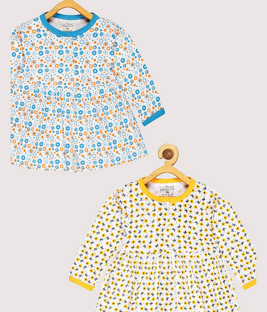 Babeezworld Pack of 2 Baby Girls Cotton Frock ( Red & Yellow ) view 2