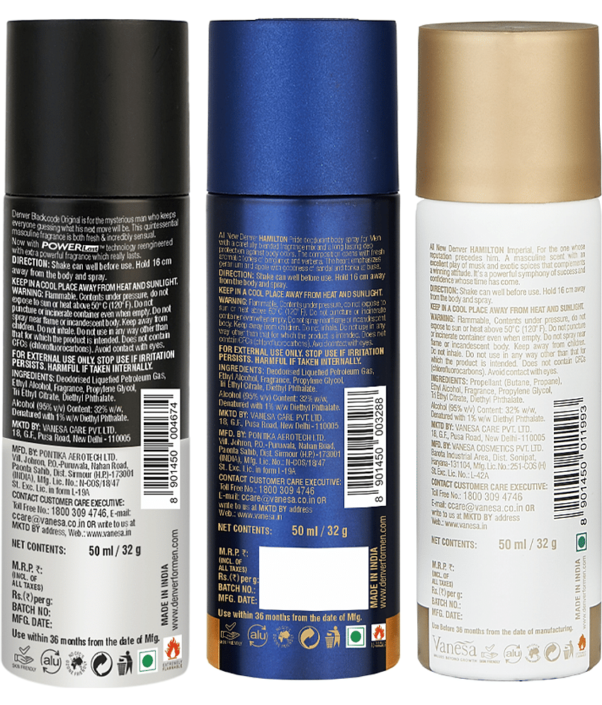Denver Pride, Imperial & Black Code Deodorant Spray for Men 50 ml ( Pack of 3 ) view 2