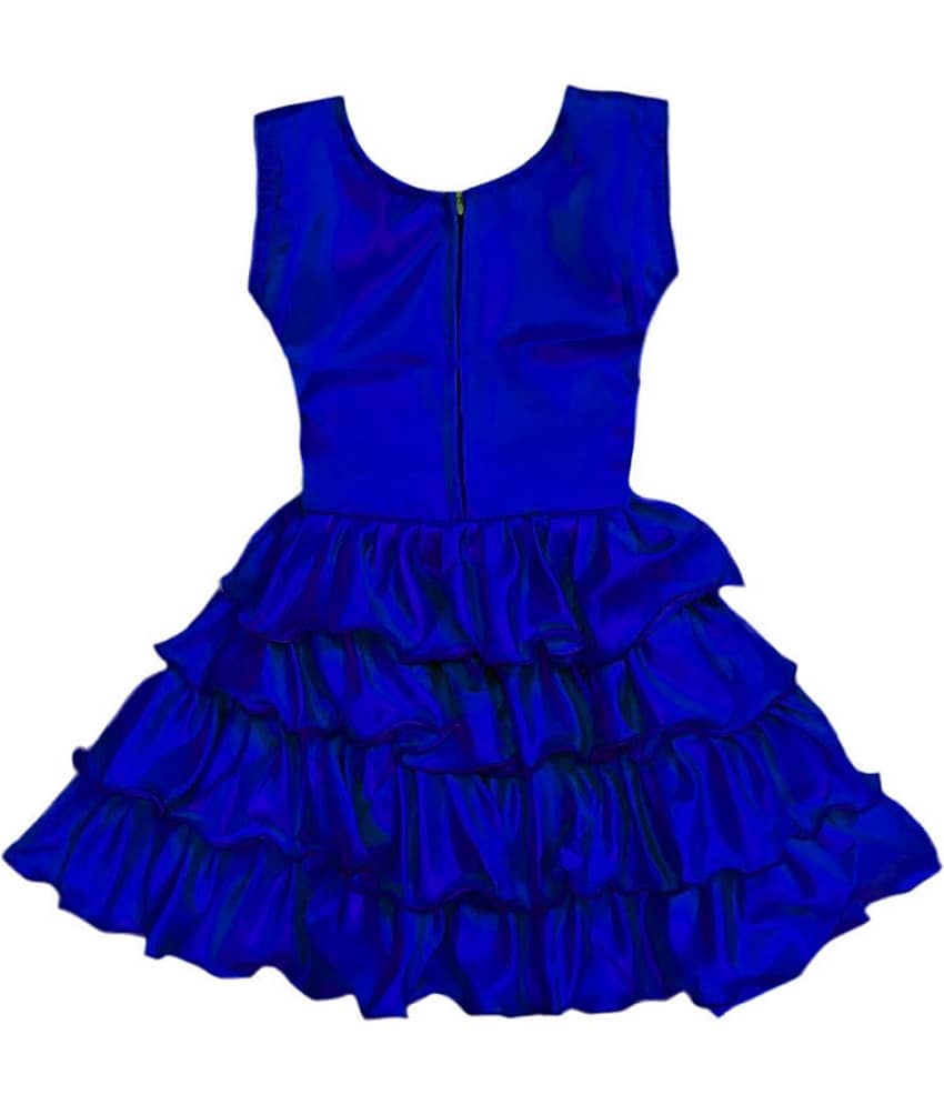 Mullick the designer Silk Frock For Girls ( Pack of 1 , Navy Blue ) view 2