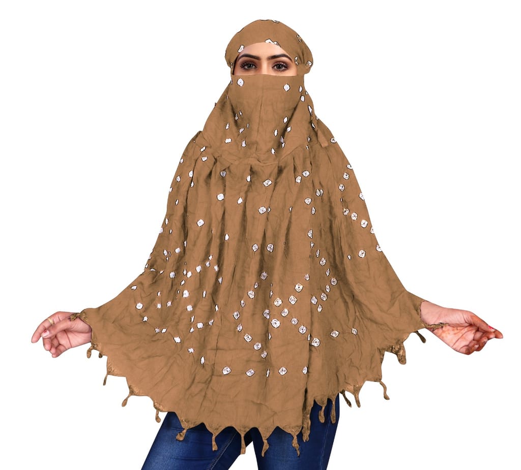 Women's Beige Bandhani Cotton Scarf view 2