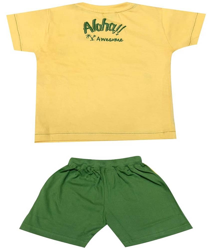 Kideon Pack of 1 Boys Cotton T-Shirt & Shorts Set ( Orange ) view 2