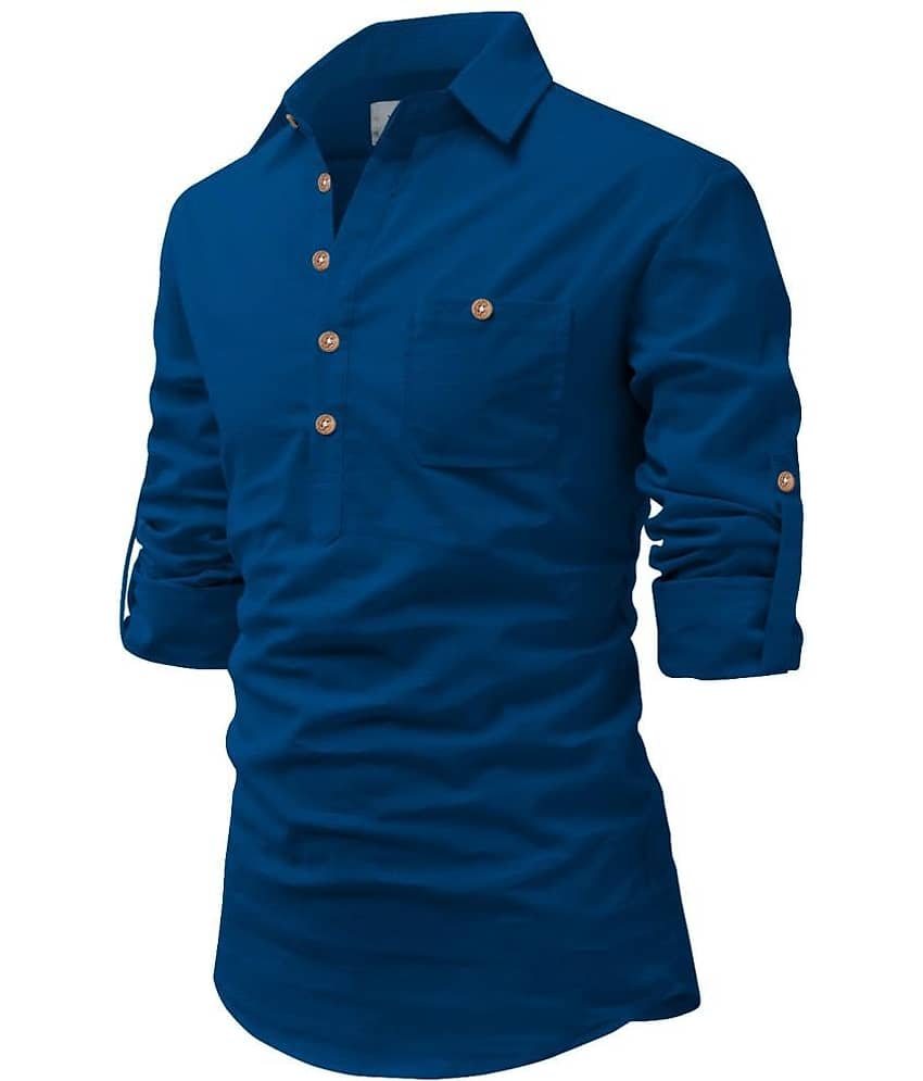 UNI VIBE Black Cotton Blend Men's Shirt Style Kurta ( Pack of 2 ) view 2