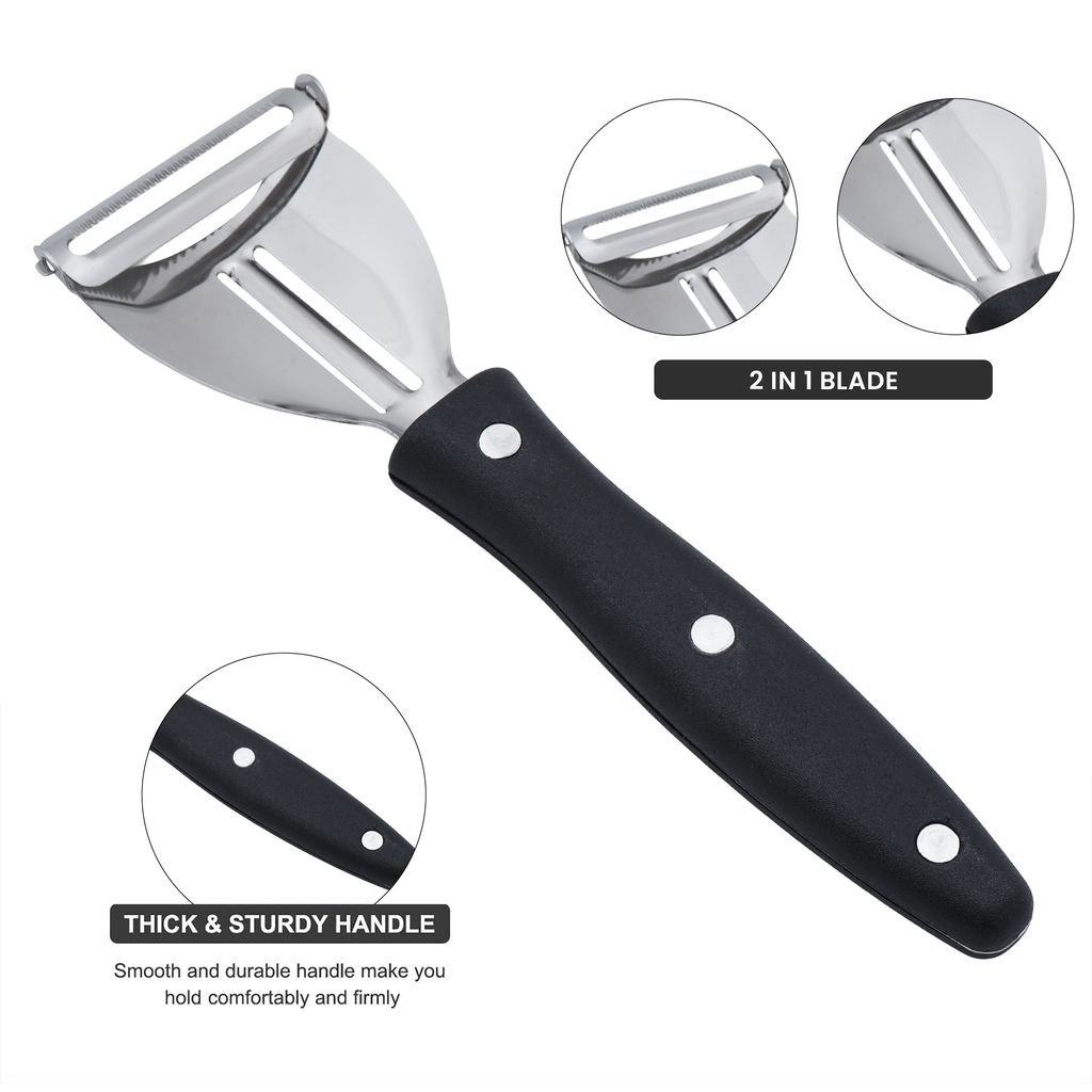 SNOKE® 2 in 1 Y Peeler , Peeler cutter , peeler for vegetables pack of 1 Silver color Blade with black color Strong Plastic Handle For Better Grip. view 2