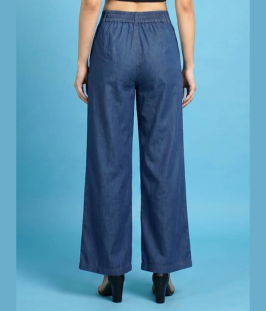 Addyvero Women Denim Wide Leg Trousers ( Light Blue ) view 2
