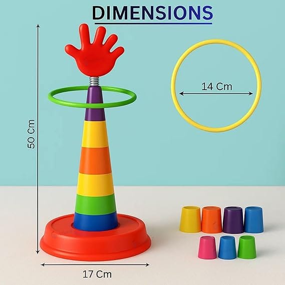 GRAPHENE 2 in 1 Stacking Ring Toss Game Toy for Kids Indoor Outdoor Target Throw Colour Recognition Brain Development Educational Toys view 2