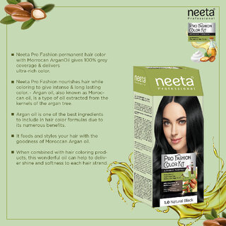 Neeta Professional Fashion Color Kit Permanent Hair Color Natural Black.1.0 , Black view 2