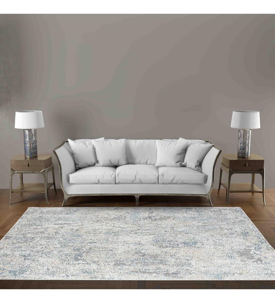 Neu Looms Handmade Viscose Wool Anti-Skid Rug for Bedroom, Living Room, Nursery, Dorm, Playroom & Reading Area (Size 6x9 Feet, Blue-Beige) view 2