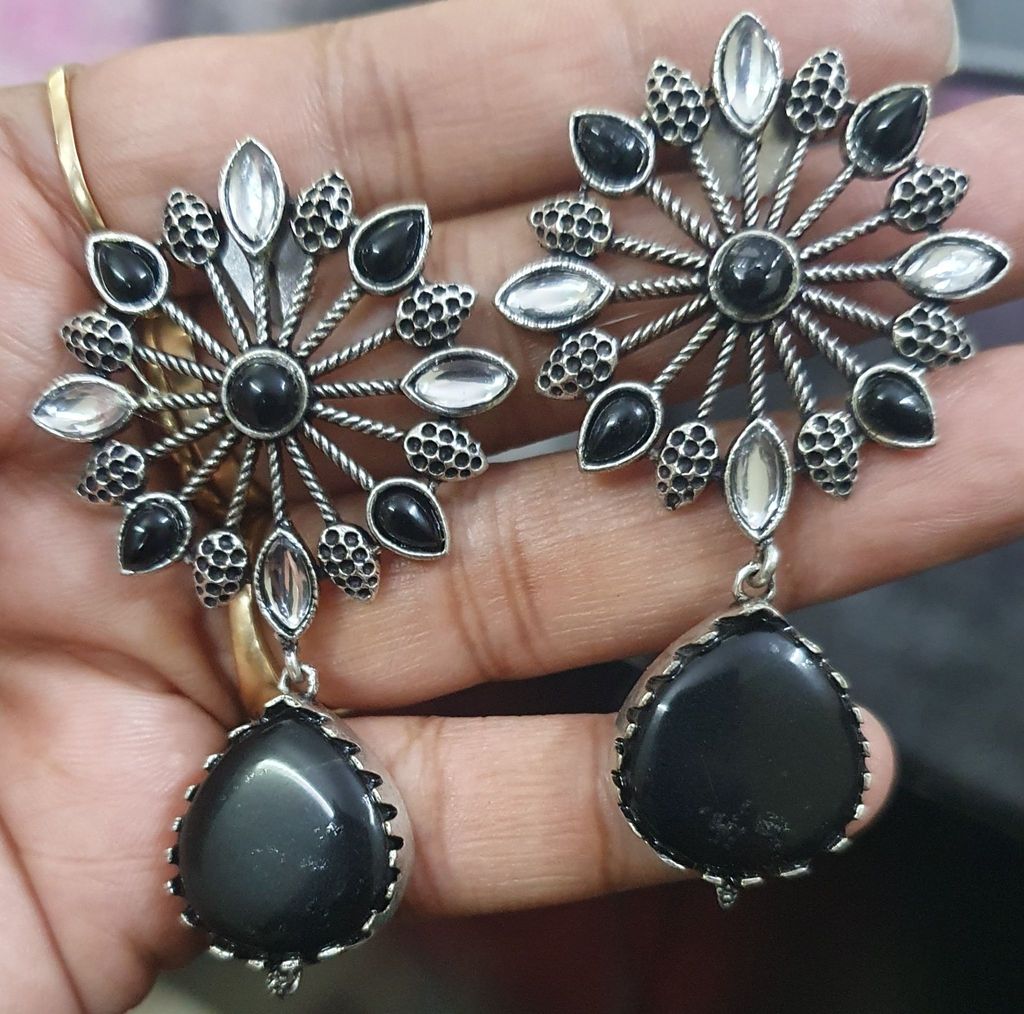 German Silver Oxidized Beautiful earrings view 2