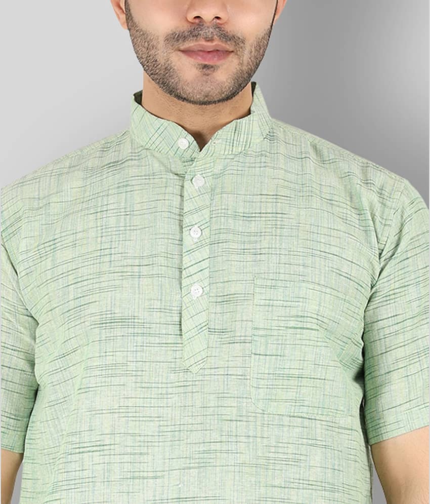 Latest Chikan - Green Cotton Blend Men's Shirt Style Kurta ( Pack of 1 ) view 2