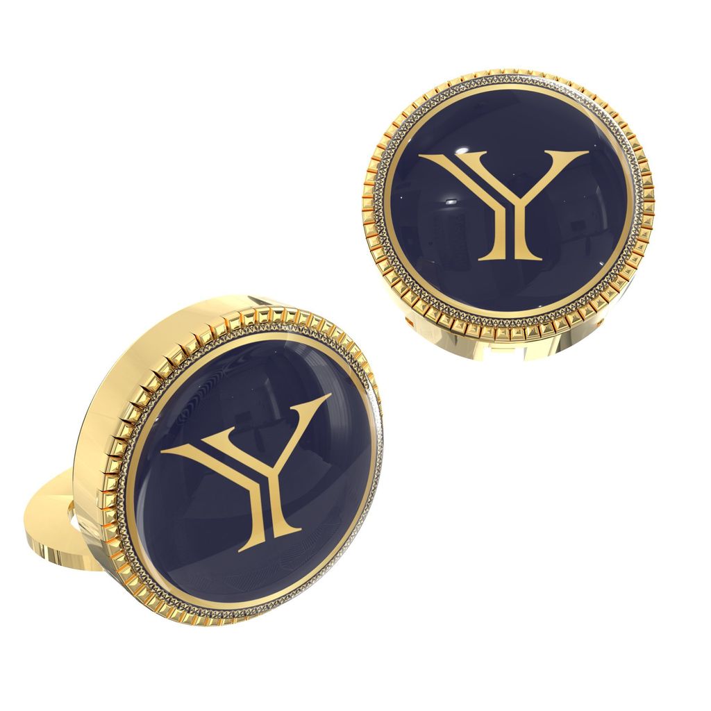 The Smart Buttons - Gold Colour Plated Shirt Button Cover Cufflinks for Men - Personalized Initials - Y view 2