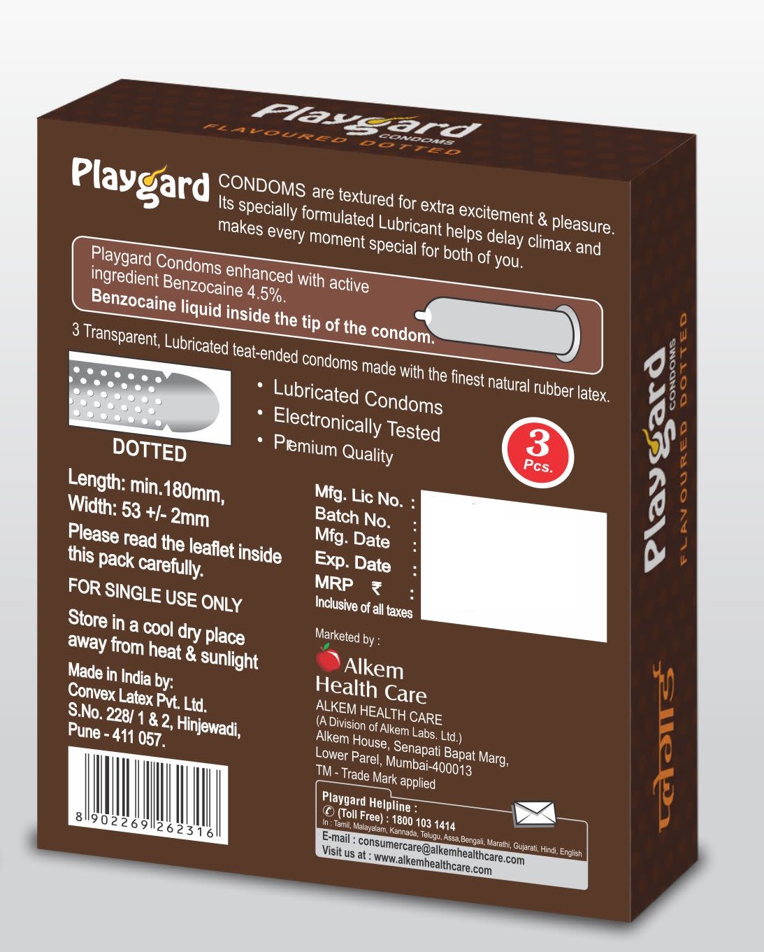 Playgard Condom 3 Pcs (Chocolate) view 2