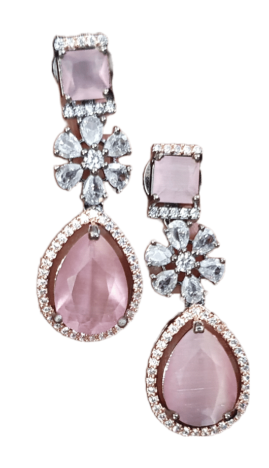 American Diamond with Stone work beautiful party wear earrings view 2