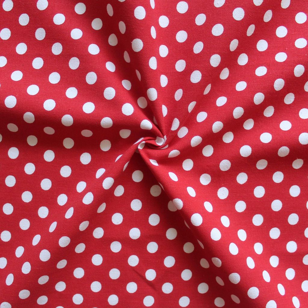 AIRWILL 100% Cotton Polka Pattern 4 Seater Square Table Cover Sized, 56x56 inches (Red,White, Pack of 1) view 2