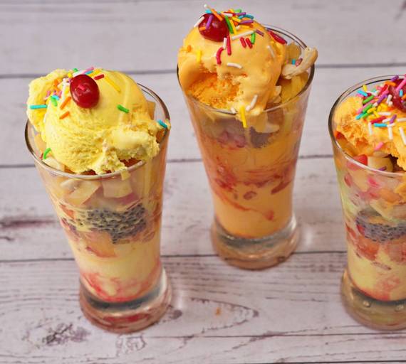 Arabian Falooda +Butterscotch Falooda + Mango Falooda.