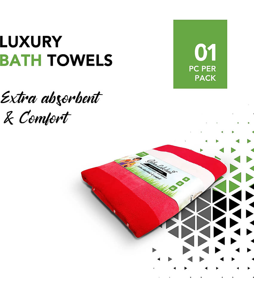 GrihaLakshmi - Cotton Red Self Design Bath Towel ( Pack of 1 ) view 2