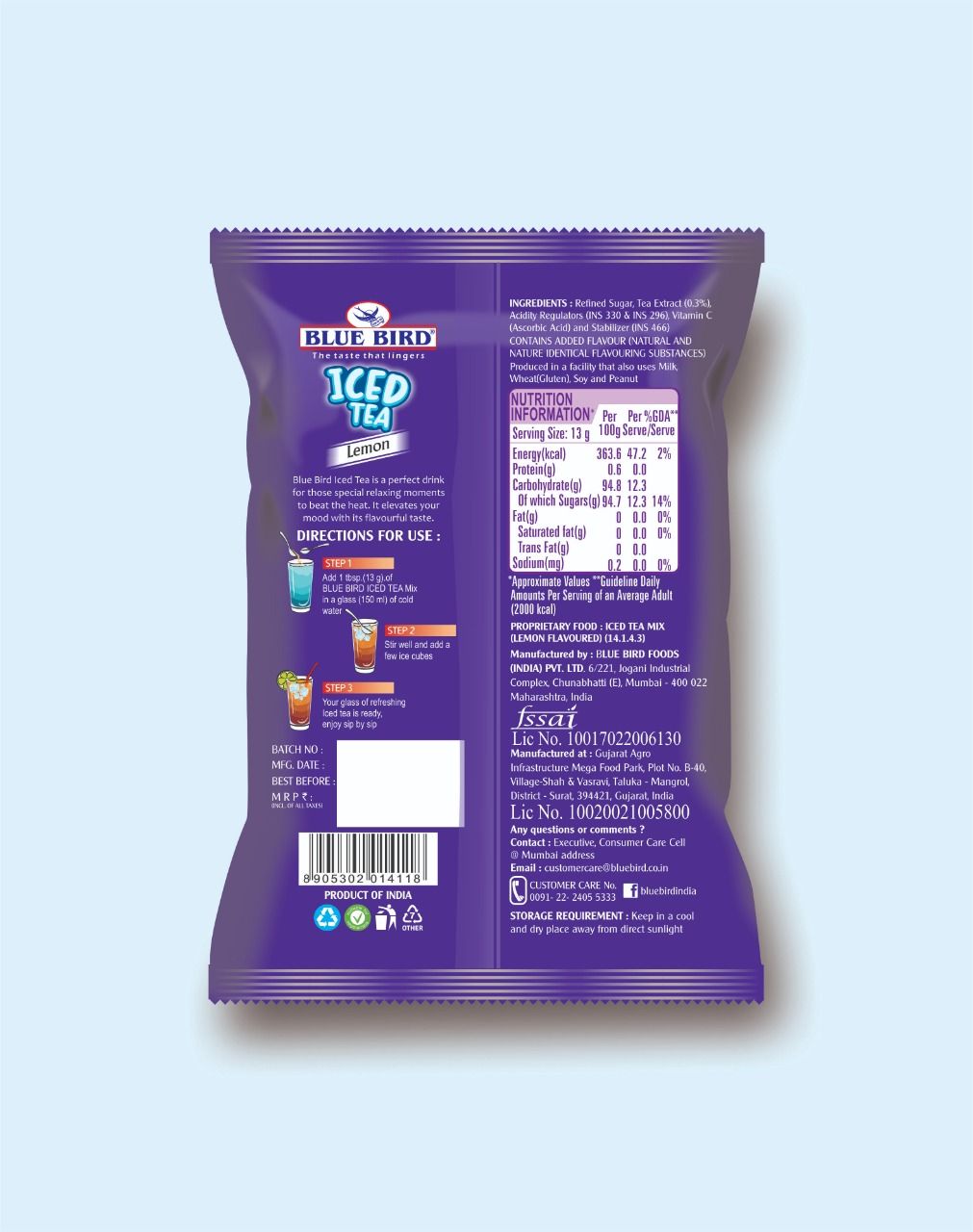 Blue Bird Iced Tea Lemon, 400 gm view 2