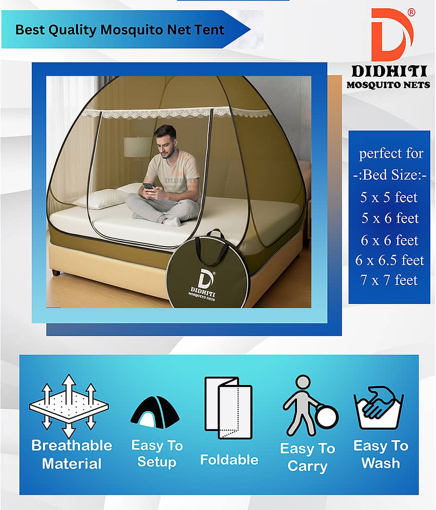didhiti - White Polycotton Foldable Mosquito Net ( Pack of 1 ) view 2
