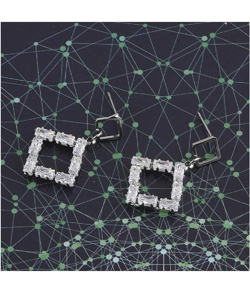 SILVER SHINE Silver Plated Charm Party Wear Diamond Stud Earring For Women Girl view 2