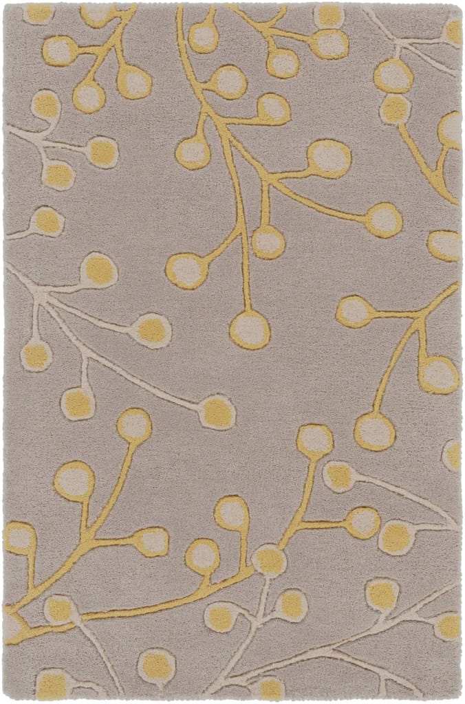 Hand Tufted Athena Gray and Yellow Floral Wool Rug view 2