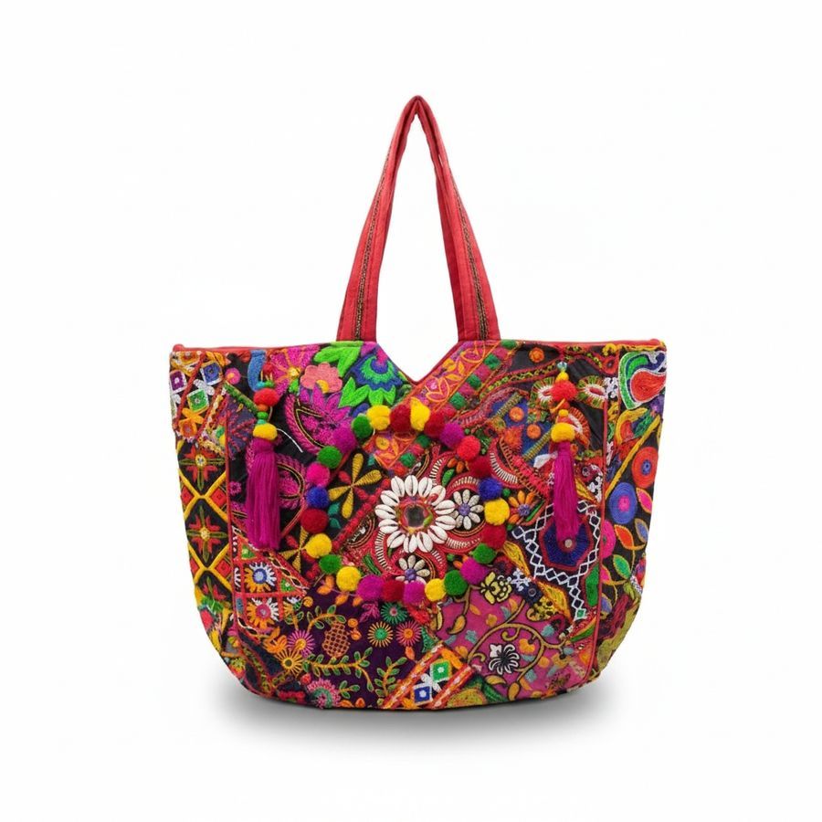 Handcrafted Embroidered Ethnic Tote Bag view 2