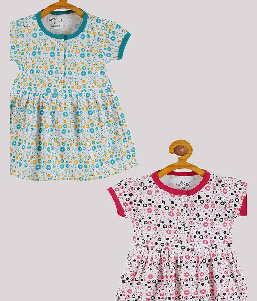 Babeezworld Pack of 2 Baby Girls Cotton Frock ( Multi ) view 2