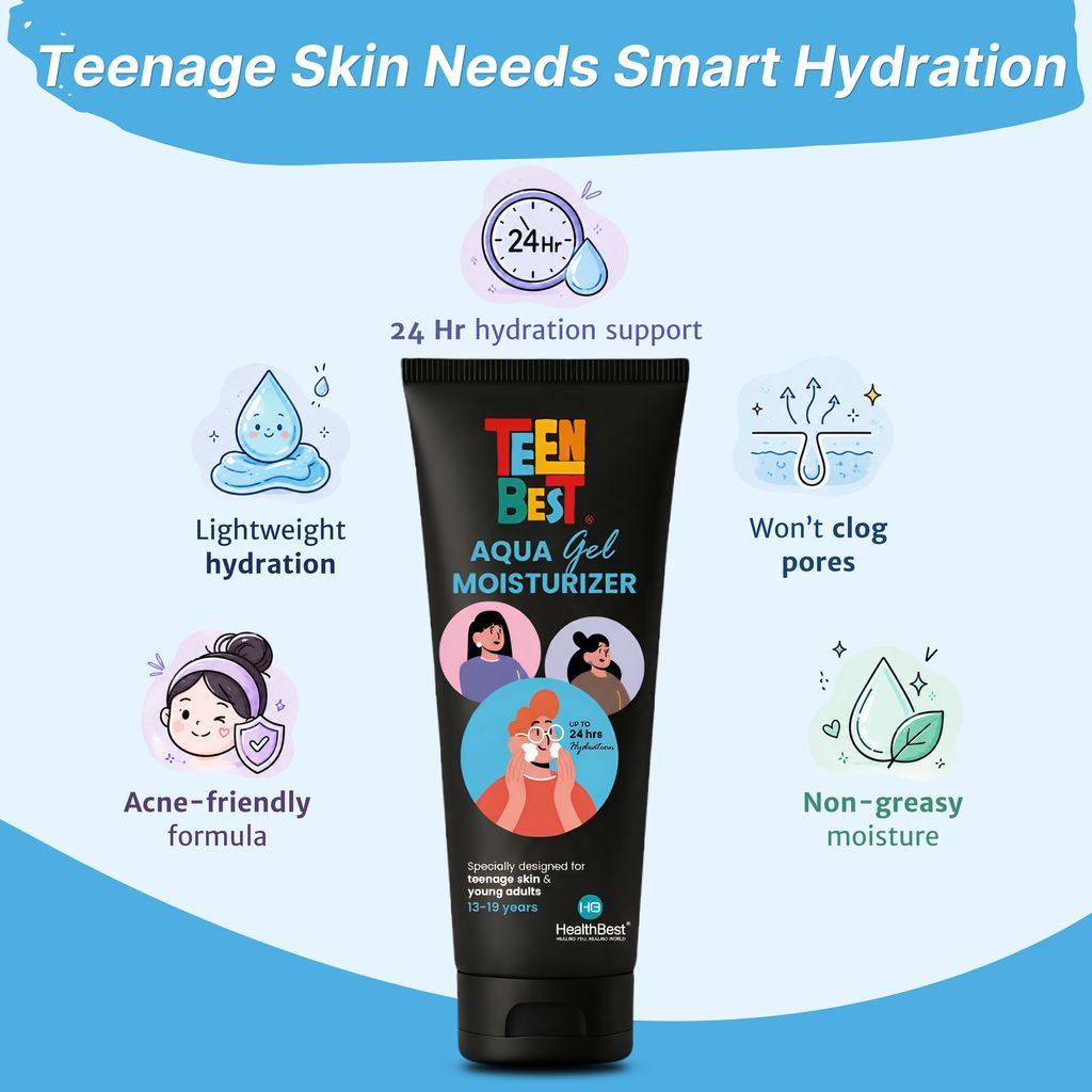 Healthbest Lightweight Aqua Gel Face Moisturizer 50ml for Normal, Dry, Combination to Sensitive Skin with Niacinamide, Aloe Vera & Shea Butter, 24 Hrs Hydration, Paraben Free & Non-greasy Suits Teenage skin & Young Adults view 2