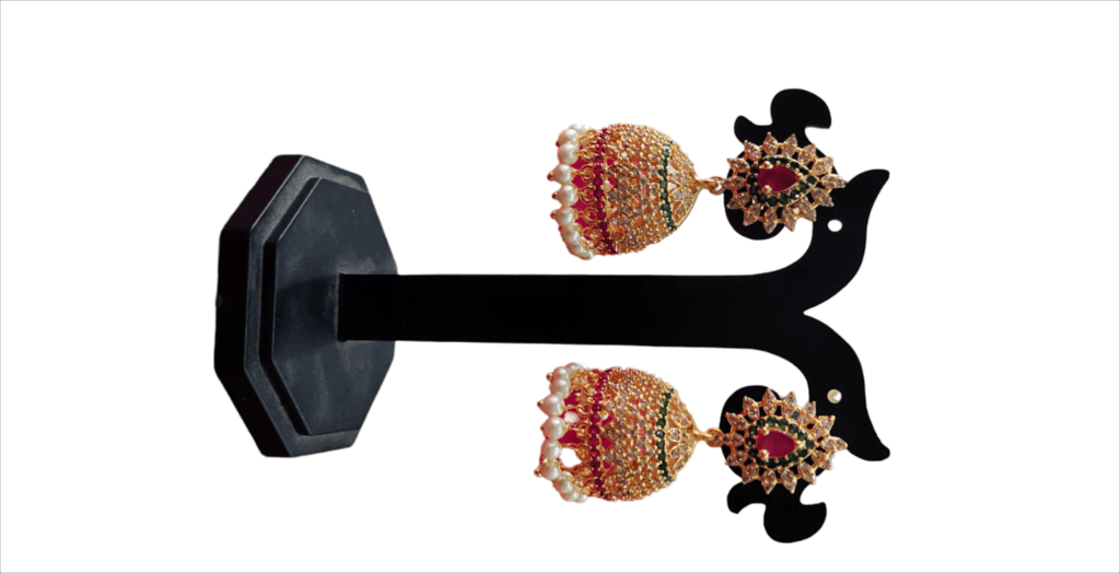 Gold Plated Kundan & Pearl Jhumka Earrings_01 view 2