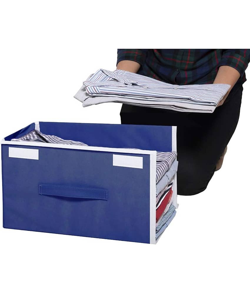 Sh Nasima Stackable Non Woven Shirt Organizer with Cover Lid- (Grey) - Pack of 2 view 2