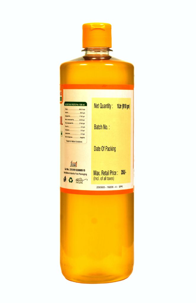 Shreekrishna Cold / Wood Pressed Organic Safflower(Kardai) Oil 1 Litre (100% Safflower Oil | Kacchi Ghani / Chekku) view 2