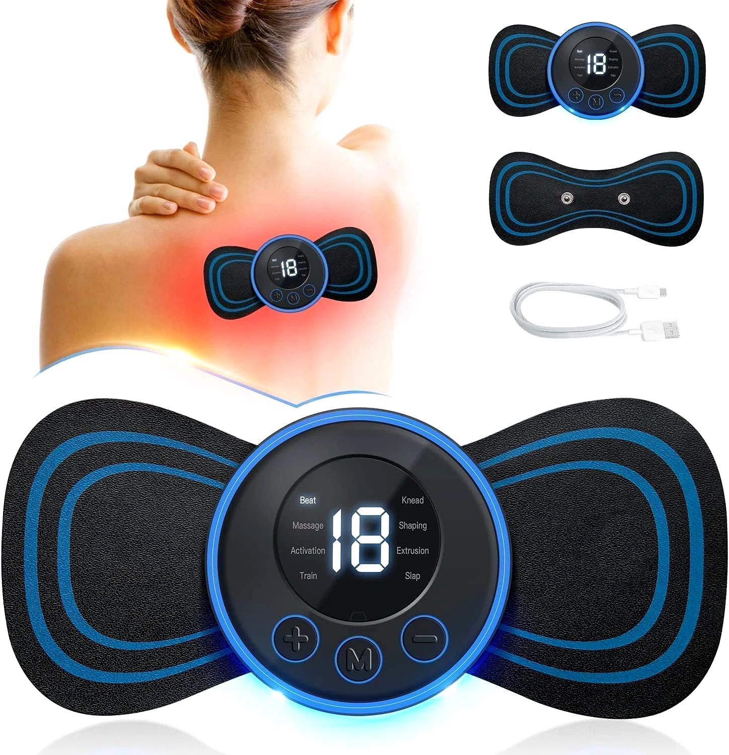 Wireless EMS Mini Body Massager for Pain Relief with 8 Modes & 19 Intensity Levels by Ruhi Import Store