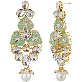 Triple Triangle Traditional Mint Green Copper Material Drop Hook Earrings for Women's view 2