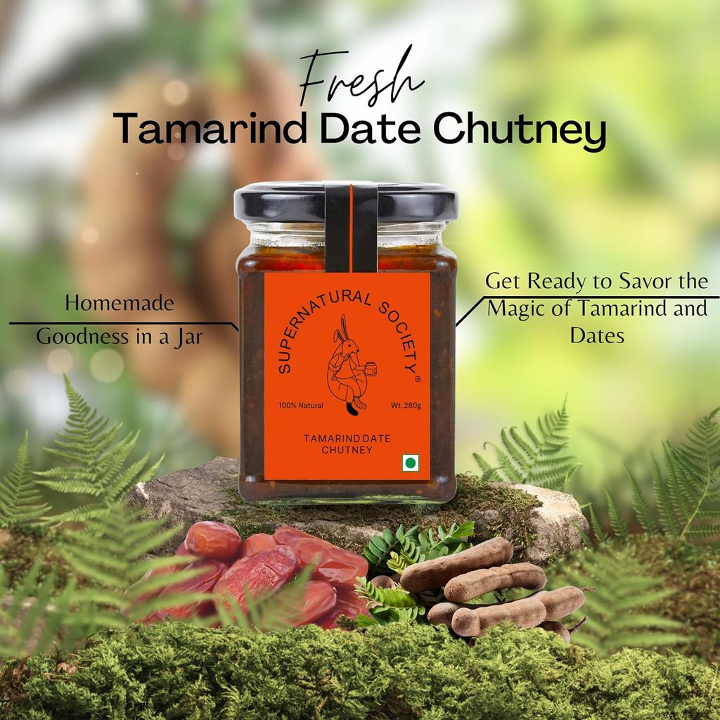 Supernatural Society - Tamarind Date Chutney 280g | Imli Khajoor Ki Khatti Meethi Chatpati Chutney | Tangy-Sweet Delight | Jain-Friendly, Naturally Flavorful, No Artificial Additives view 2